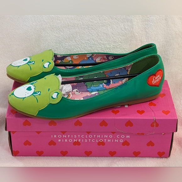 NEW RARE Good Luck Care Bear Iron Fist Green Ballet Flats US 10 11 UK 43 - Picture 9 of 16